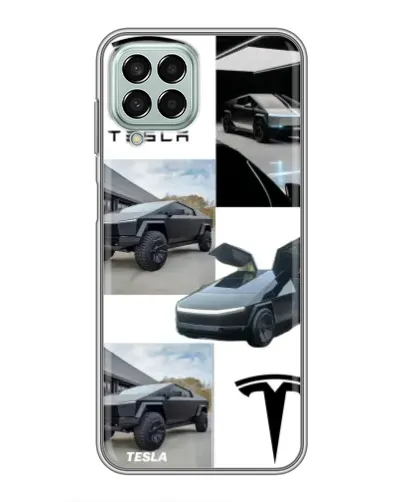 Чехол для Samsung Galaxy M33 (5G) (M336B) с картинкой «Коллаж Cybertruck Tesla»