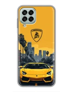 Чехол для Samsung Galaxy M33 (5G) (M336B) с картинкой «Желтый Lamborghini город»