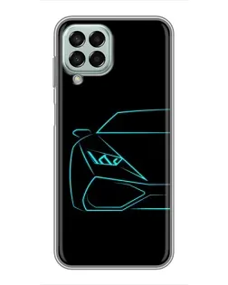 Чехол для Samsung Galaxy M33 (5G) (M336B) с картинкой «Голубой силуэт Lamborghini»