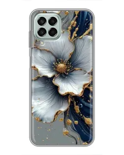 Чехол для Samsung Galaxy M33 (5G) (M336B) с картинкой «Белый цветок и золотой флюид»