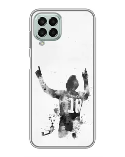 Чехол для Samsung Galaxy M33 (5G) (M336B) с картинкой «Черно-белый силуэт Месси»