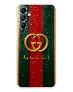 Чехол для Samsung Galaxy M35 5G с картинкой «Gucci — фирменная полоса и золото»