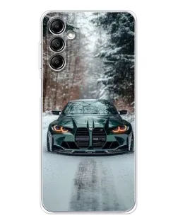 Чехол для Samsung Galaxy M35 5G с картинкой «BMW в зимнем лесу»