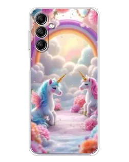 Чохол для Samsung Galaxy M35 5G з картинкою «Веселка і єдинороги»