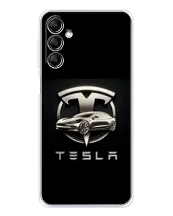 Чехол для Samsung Galaxy M35 5G с картинкой «Tesla — серебристое авто»