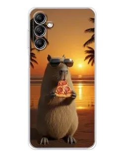 Чехол для Samsung Galaxy M35 5G с картинкой «Капибара с пиццей»