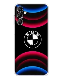 Чехол для Samsung Galaxy M36 5G с картинкой «Логотип BMW и неоновые дуги»