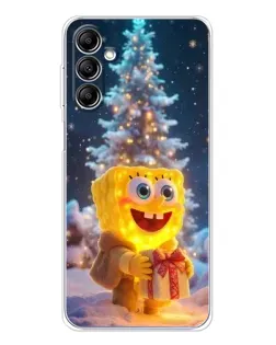 Чехол для Samsung Galaxy M36 5G с картинкой «Рождественский Спанч Боб»