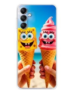 Чехол для Samsung Galaxy M36 5G с картинкой «Спанч Боб мороженое»