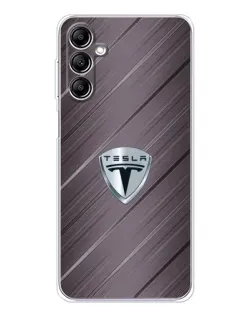 Чехол для Samsung Galaxy M36 5G с картинкой «Металлическая текстура Tesla»