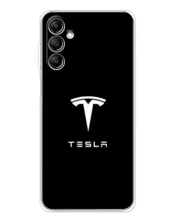 Чехол для Samsung Galaxy M36 5G с картинкой «Tesla White Logo»