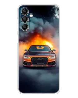 Чехол для Samsung Galaxy M36 5G с картинкой «Audi в огненном дыму»