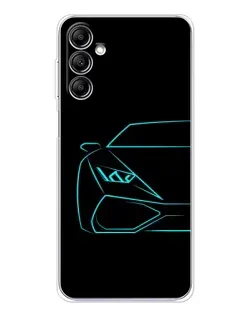 Чехол для Samsung Galaxy M36 5G с картинкой «Голубой силуэт Lamborghini»