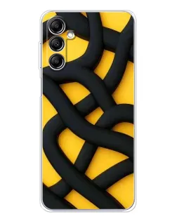 Чехол для Samsung Galaxy M36 5G с картинкой «Черное желтое переплетение»