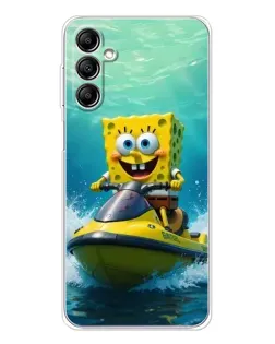 Чехол для Samsung Galaxy M36 с картинкой «Спанч Боб на гидроцикле»