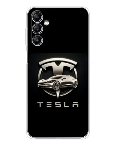 Чехол для Samsung Galaxy M36 с картинкой «Tesla — серебристое авто»