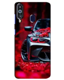 Чехол для Samsung Galaxy M40 с картинкой «Спортивная BMW и цветы»