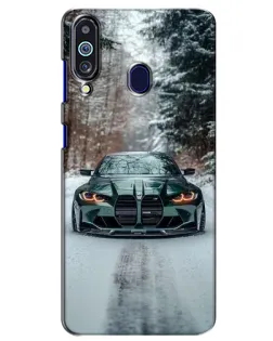 Чехол для Samsung Galaxy M40 с картинкой «BMW в зимнем лесу»
