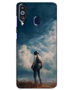 Чохол для Samsung Galaxy M40 з картинкою «Герой PUBG на скелі»
