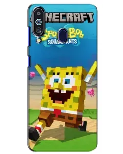 Чохол для Samsung Galaxy M40 з картинкою «Губка Боб Minecraft»
