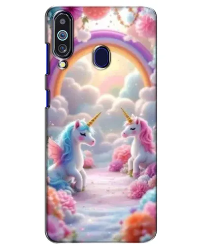 Чехол для Samsung Galaxy M40 с картинкой «Радуга и единороги»