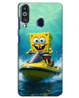 Чохол для Samsung Galaxy M40 з картинкою «Спанч Боб на гідроциклі»