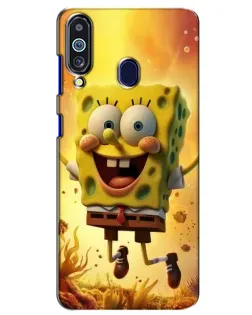 Чехол для Samsung Galaxy M40 с картинкой «Губка Боб прыгает»