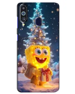 Чехол для Samsung Galaxy M40 с картинкой «Рождественский Спанч Боб»