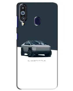 Чехол для Samsung Galaxy M40 с картинкой «Серебристый Cybertruck Tesla»
