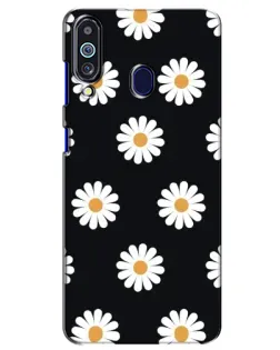 Чохол для Samsung Galaxy M40 з картинкою «Ромашки на чорному»