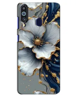 Чохол для Samsung Galaxy M40 з картинкою «Біла квітка та золотий флюїд»