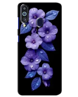 Чохол для Samsung Galaxy M40 з картинкою «Фіолетові квіти з росою»