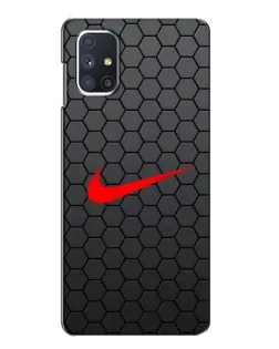 Чехол для Samsung Galaxy M51 с картинкой «Nike — карбоновая сетка»
