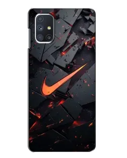 Чехол для Samsung Galaxy M51 с картинкой «Nike — эффект разломов»