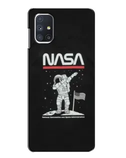 Чехол для Samsung Galaxy M51 с картинкой «NASA — шагаем по Луне»