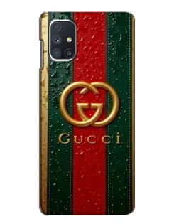 Чохол для Samsung Galaxy M51 з картинкою «Gucci — фірмова смуга та золото» Чохол для Samsung Galaxy M51 з картинкою «Gucci — фірмова смуга та золото»