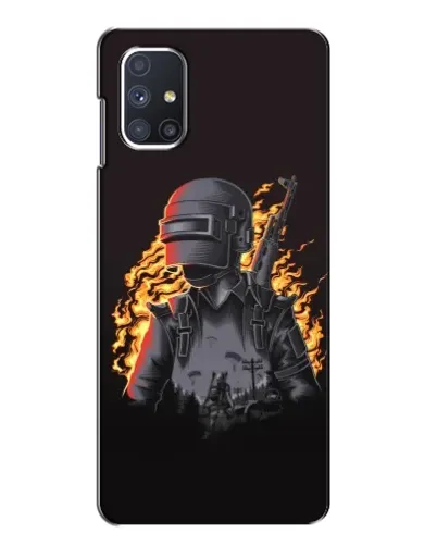 Чехол для Samsung Galaxy M51 с картинкой «PUBG — огненный силуэт»