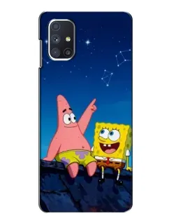 Чехол для Samsung Galaxy M51 с картинкой «Губка Боб и Патрик ночью»