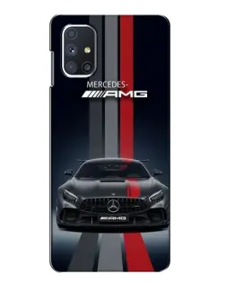 Чехол для Samsung Galaxy M51 с картинкой «Mercedes — белый карбон»