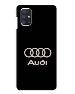 Чехол для Samsung Galaxy M51 с картинкой «Audi — золотой логотип»