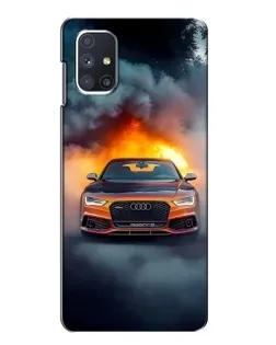 Чехол для Samsung Galaxy M51 с картинкой «Audi в огненном дыму»