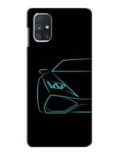 Чехол для Samsung Galaxy M51 с картинкой «Голубой силуэт Lamborghini»