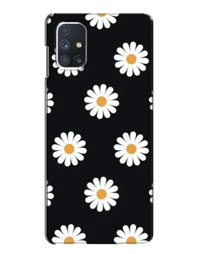 Чехол для Samsung Galaxy M51 с картинкой «Ромашки на черном»