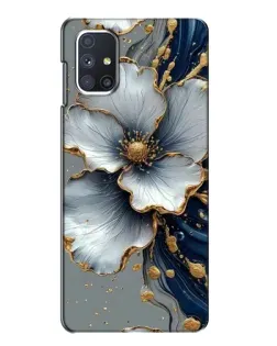 Чехол для Samsung Galaxy M51 с картинкой «Белый цветок и золотой флюид»