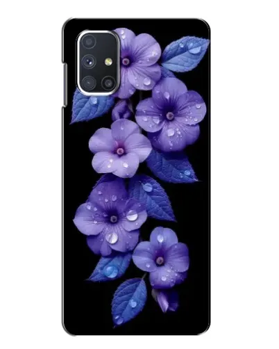 Чехол для Samsung Galaxy M51 с картинкой «Фиолетовые цветы с росою»