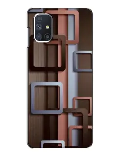 Чехол для Samsung Galaxy M51 с картинкой «Коричневые объемные квадраты»