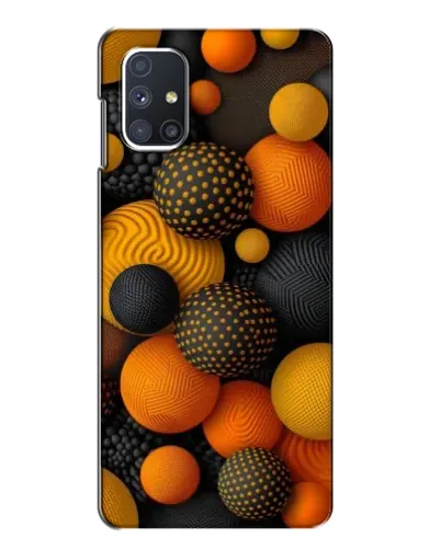 Чехол для Samsung Galaxy M51 с картинкой «Объемные оранжевые сферы»