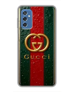 Чохол для Samsung Galaxy M52 5G (M526) з картинкою «Gucci — фірмова смуга та золото»