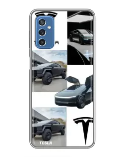 Чехол для Samsung Galaxy M52 5G (M526) с картинкой «Коллаж Cybertruck Tesla»