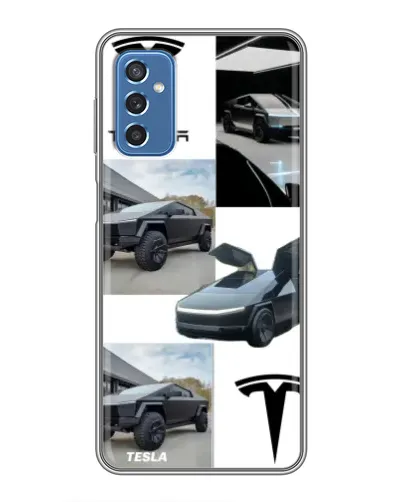 Чехол для Samsung Galaxy M52 5G (M526) с картинкой «Коллаж Cybertruck Tesla»
